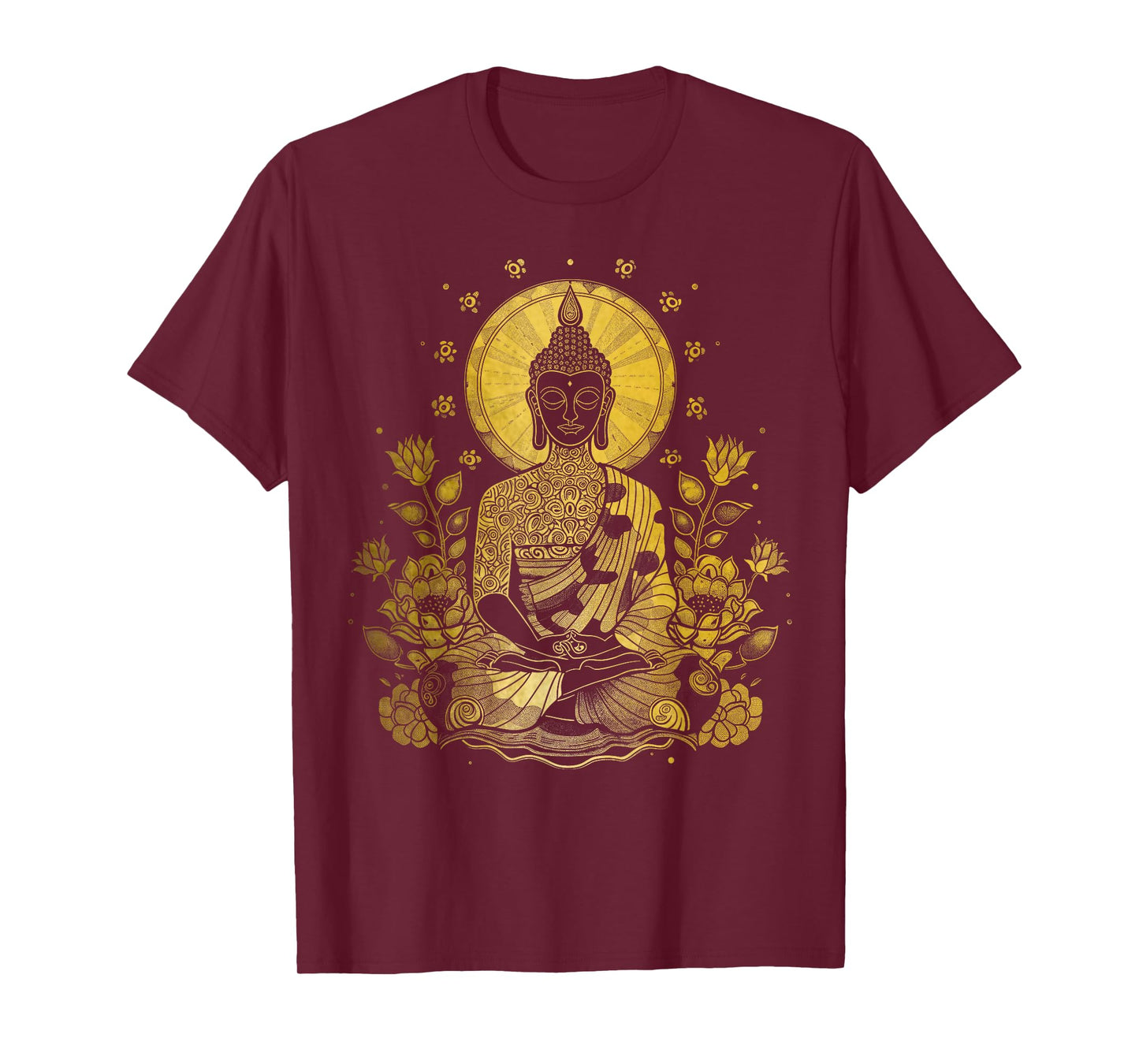 Buddha Floral Vintage Flower Yoga Buddhism Yogi Buddhist T-Shirt