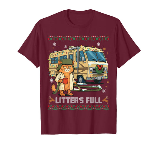 Litter's Full Funny Silly Cat Holding Coffee Meme T-Shirt