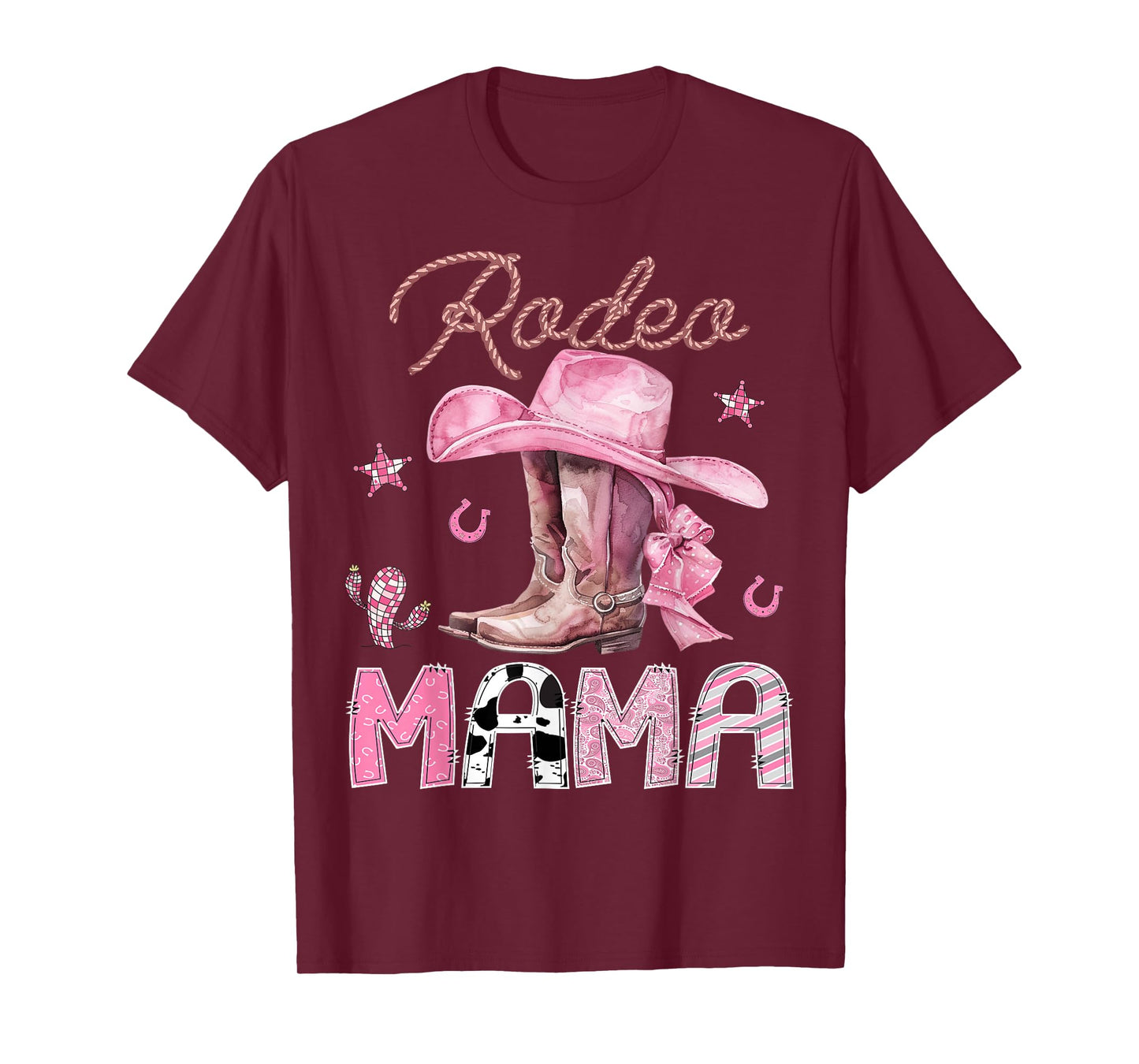 Rodeo Mama Pink Boots Coquette CowGirl Birthday Party T-Shirt