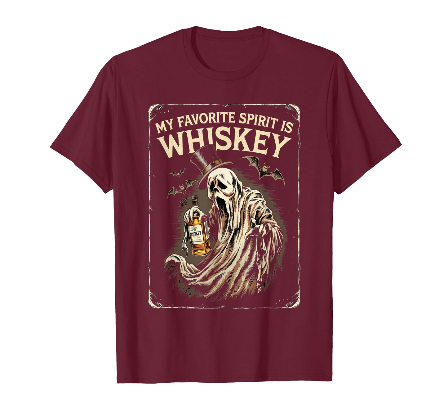 My Favorite Spirit Is Whiskey Ghost Halloween Whiskey T-Shirt