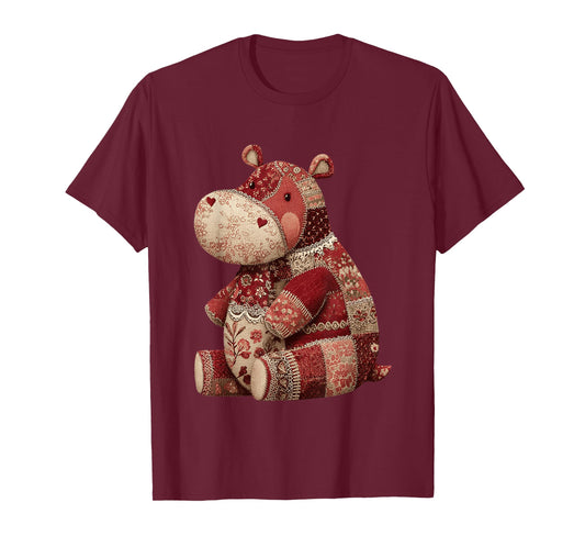 Vintage Patchwork Hippo Cute Boho Nursery T-Shirt