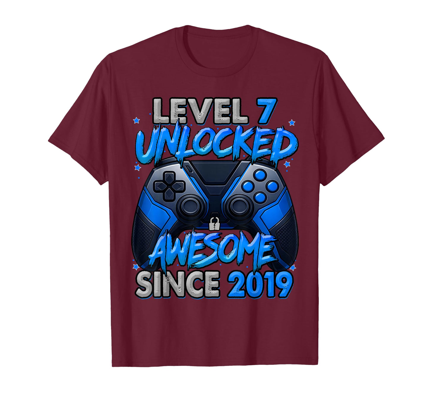 Level 7 Unlocked Awesome Since 2019 7th Birthday Gaming T-Shirt