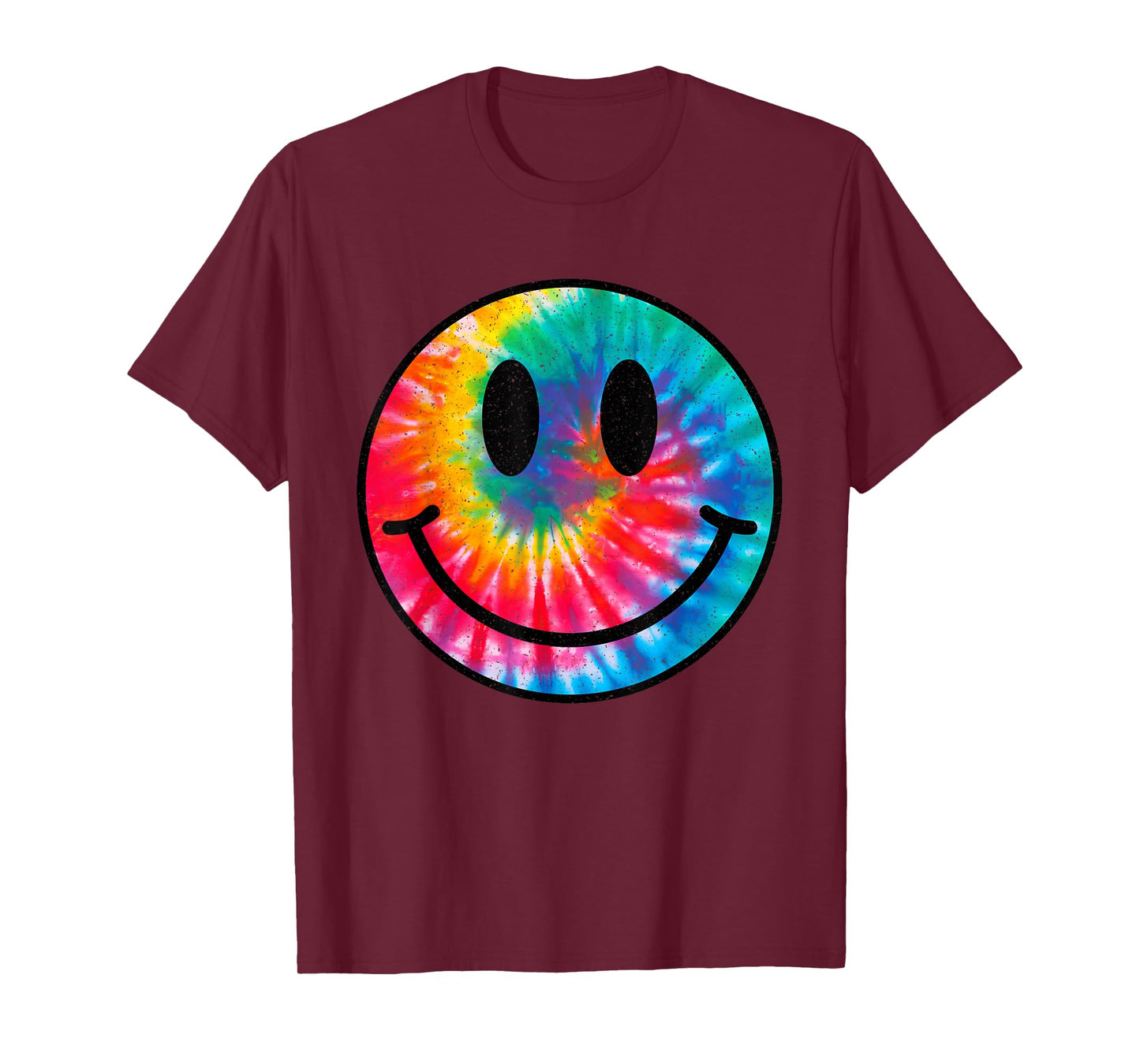 Retro Happy Face Tie Dye Checkered Pattern Smile Face Trendy T-Shirt