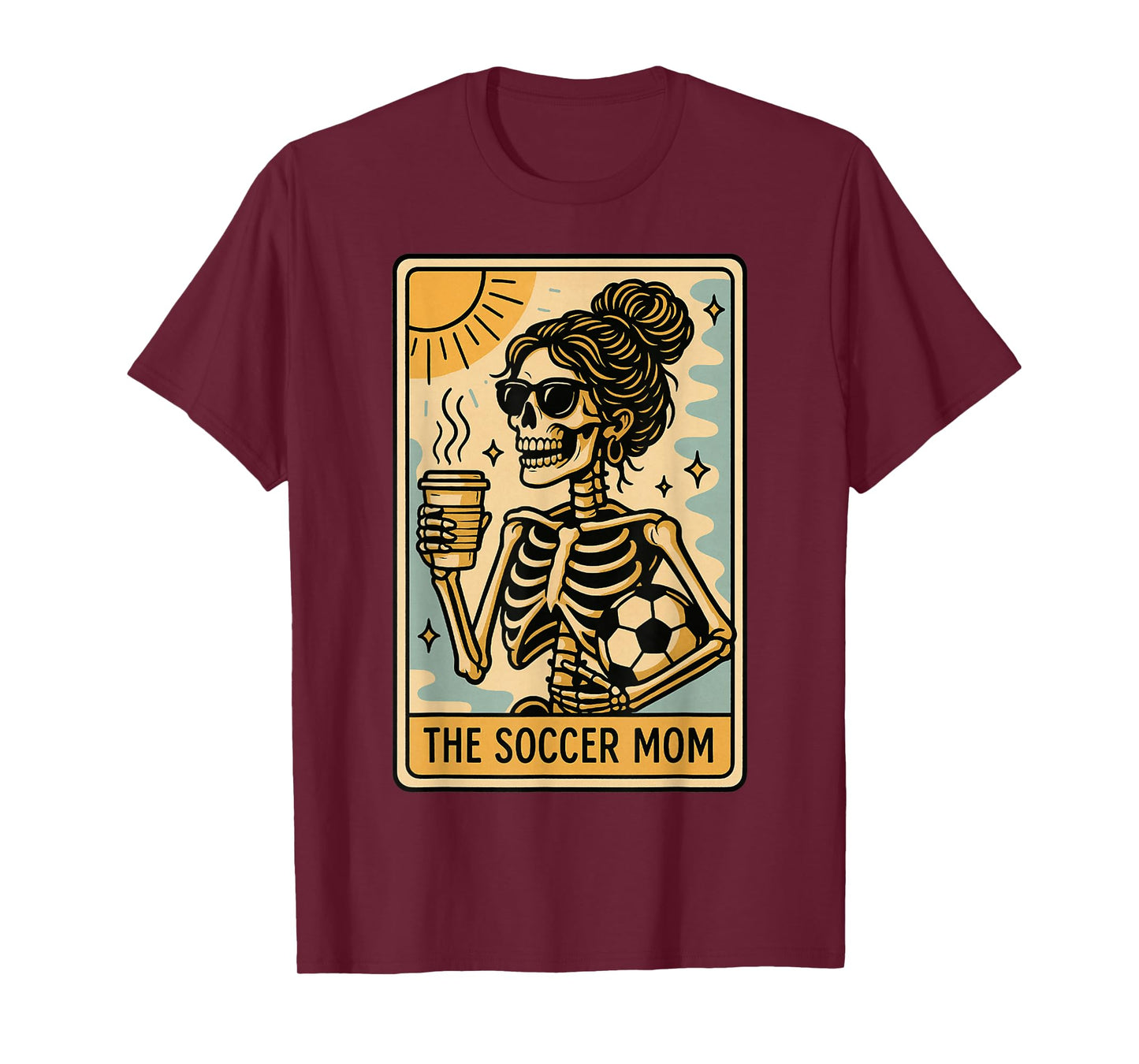 Funny Halloween Soccer Mama Mom Skeleton Tarot Card T-Shirt