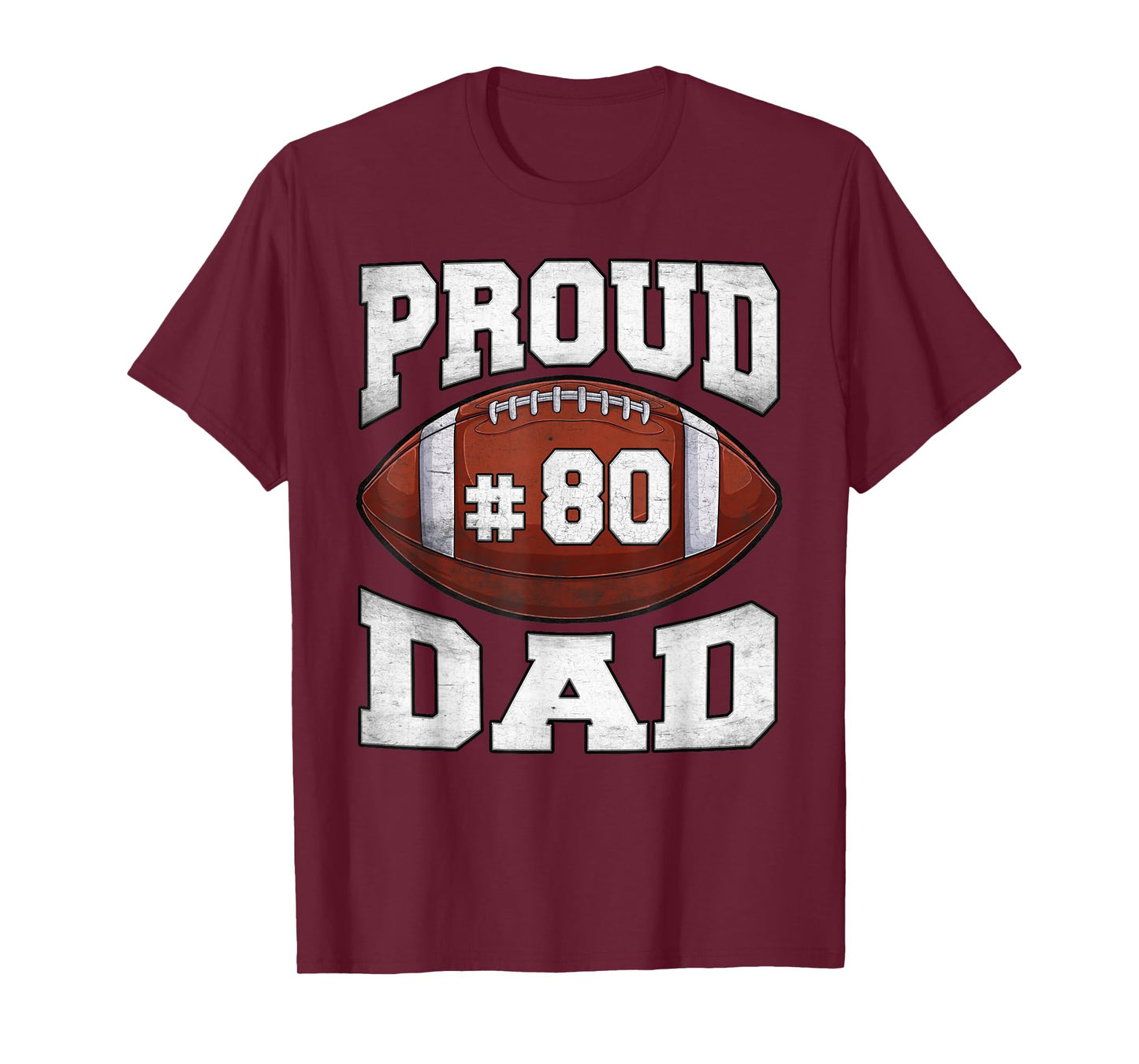 Proud Football Dad Number Jersey Night Number 80 Football T-Shirt