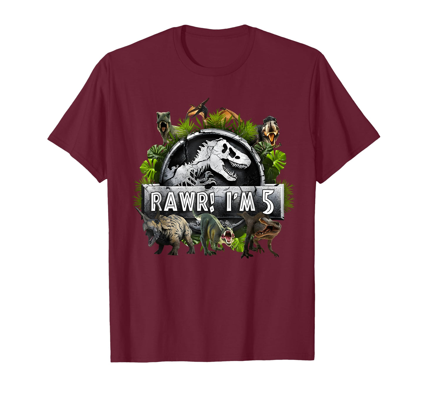 Rawr I'm 5 5th Birthday T Rex Dinosaur Funny Party Boys Kids T-Shirt