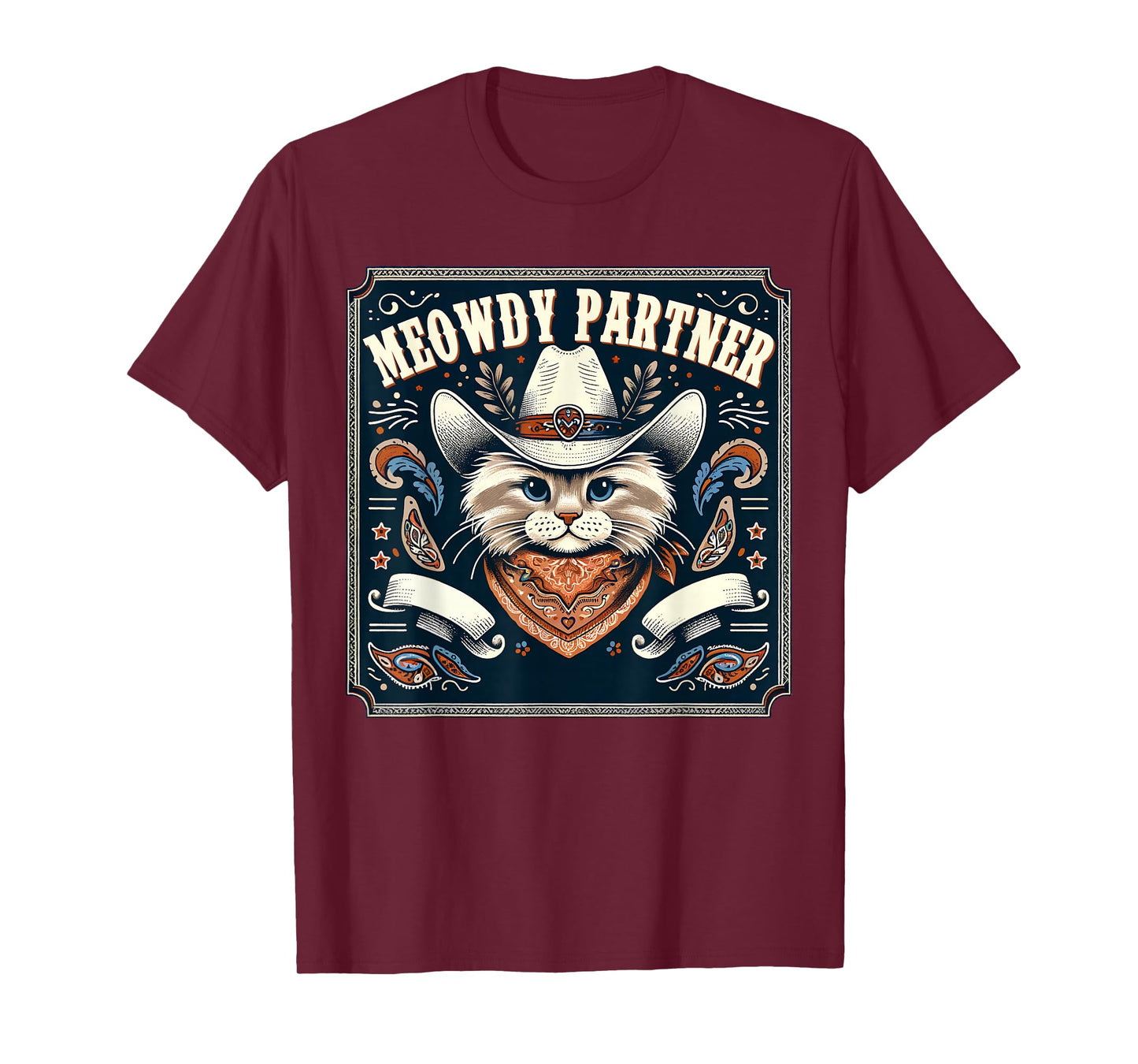 Cat Cowboy Funny Mashup Meowdy Partner Poster Western T-Shirt