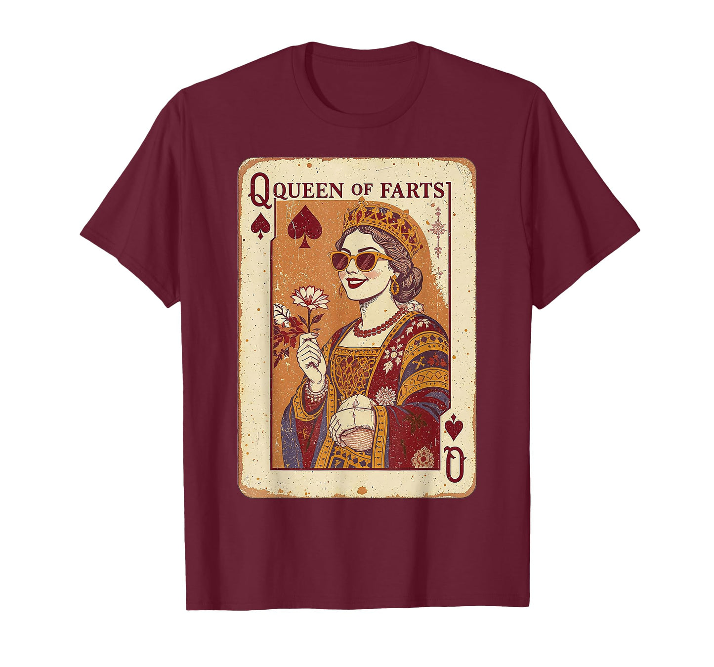 Queen of Farts Funny Fart Queen Sarcastic Humor Card Retro T-Shirt