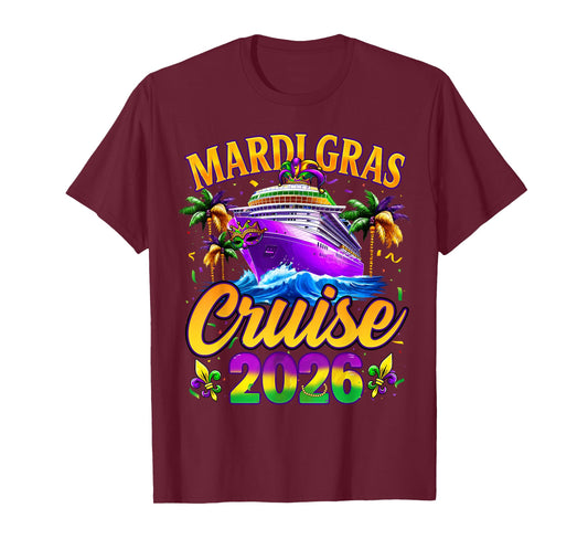 Mardi Gras Cruise 2026 Carnival New Orleans Fleur De Lis T-Shirt