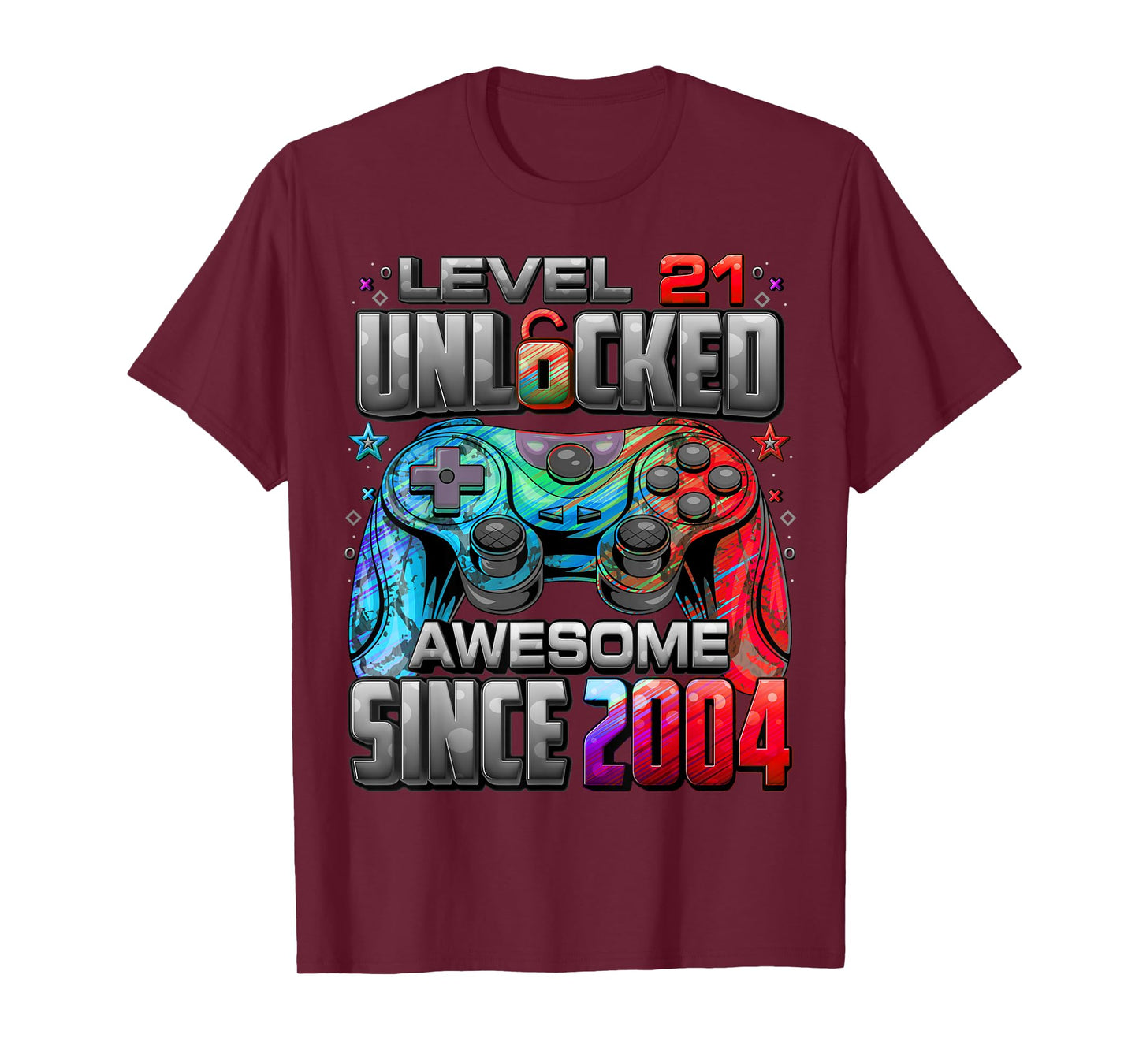 Level 21 Unlocked Awesome Since 2004 21st Birthday Gaming T-Shirt