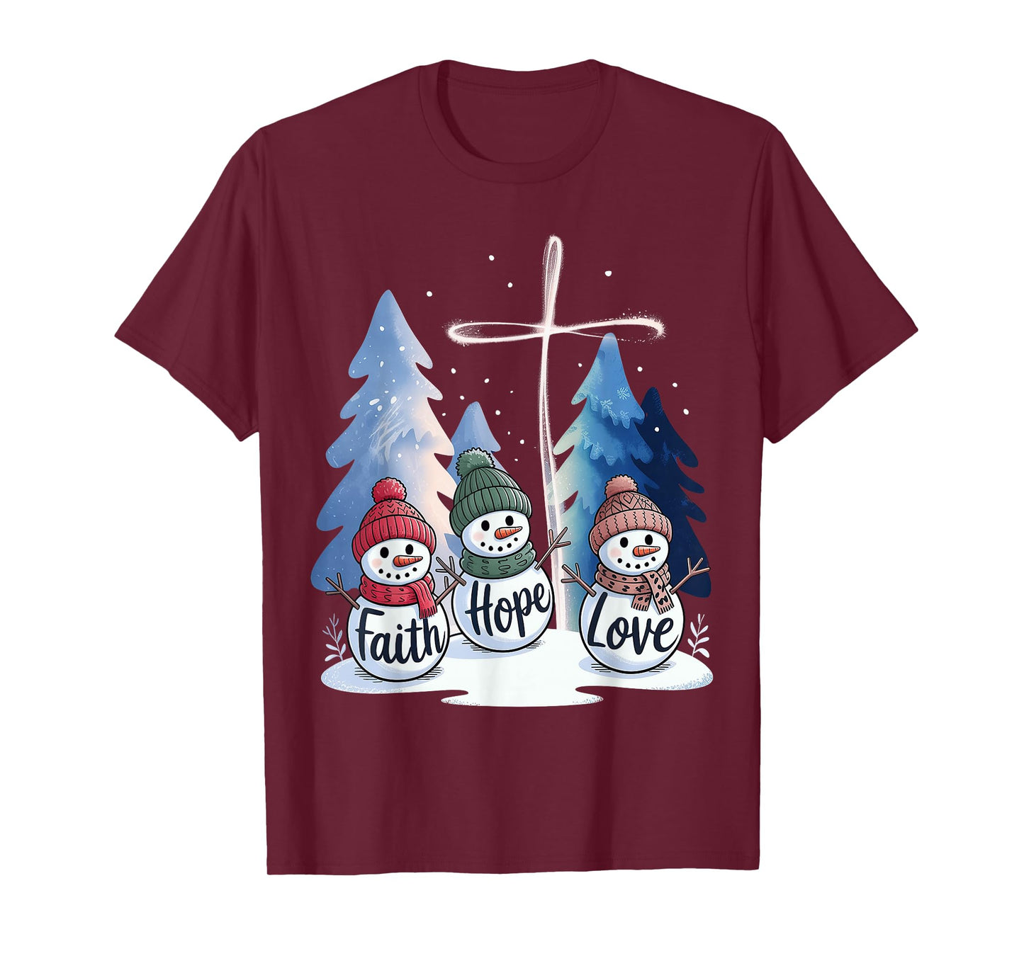 Jesus Faith Hope Love Snowman Merry T-Shirt