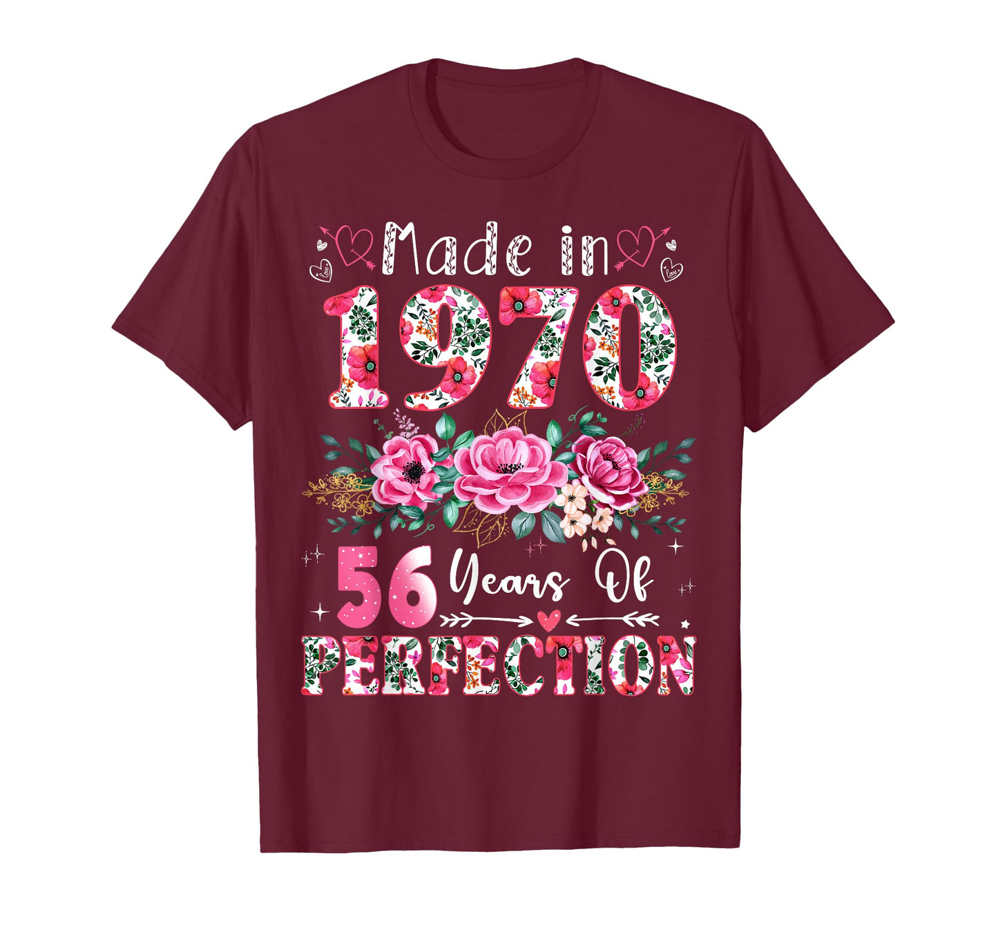 56 Year Old Made in 1970 Floral 56th Birthday Women T-Shirt