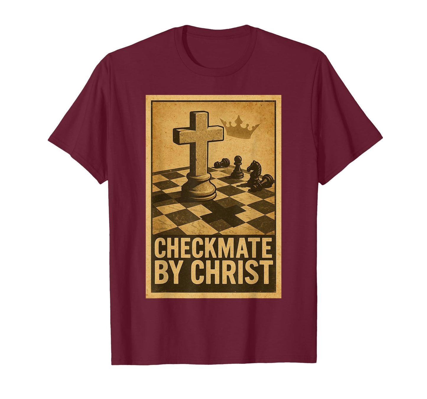 Checkmate by Christ Vintage Christian Chess Poster T-Shirt