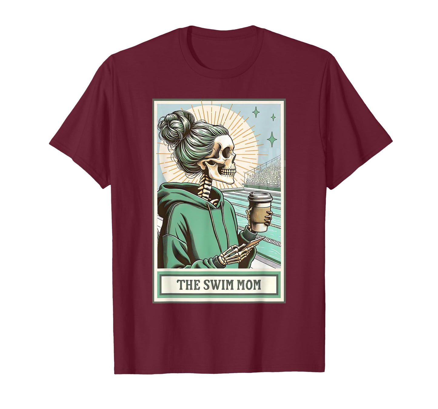 Swim Mom Skeleton Tarot Card Swim Coach Wife Swimmers Mother T-Shirt