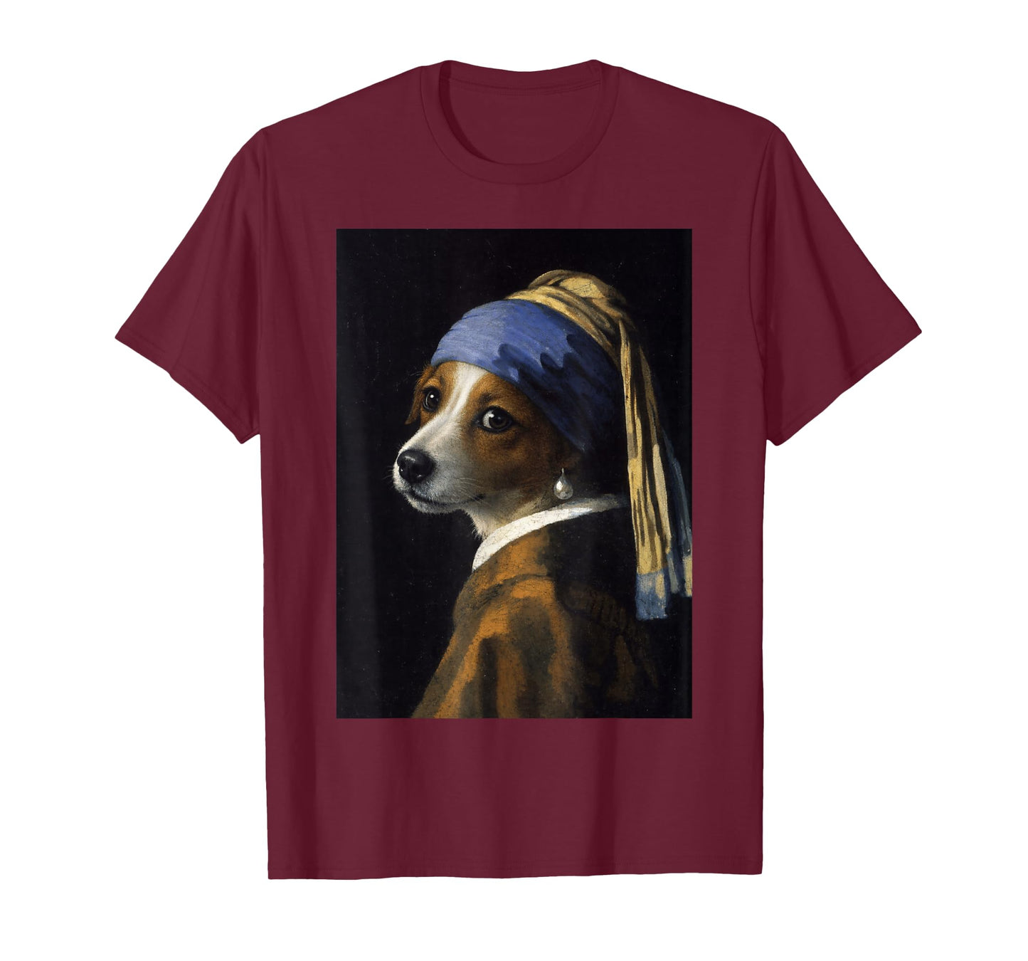 Girl with a Pearl Earring Russell Terrier Funny Dog Meme T-Shirt