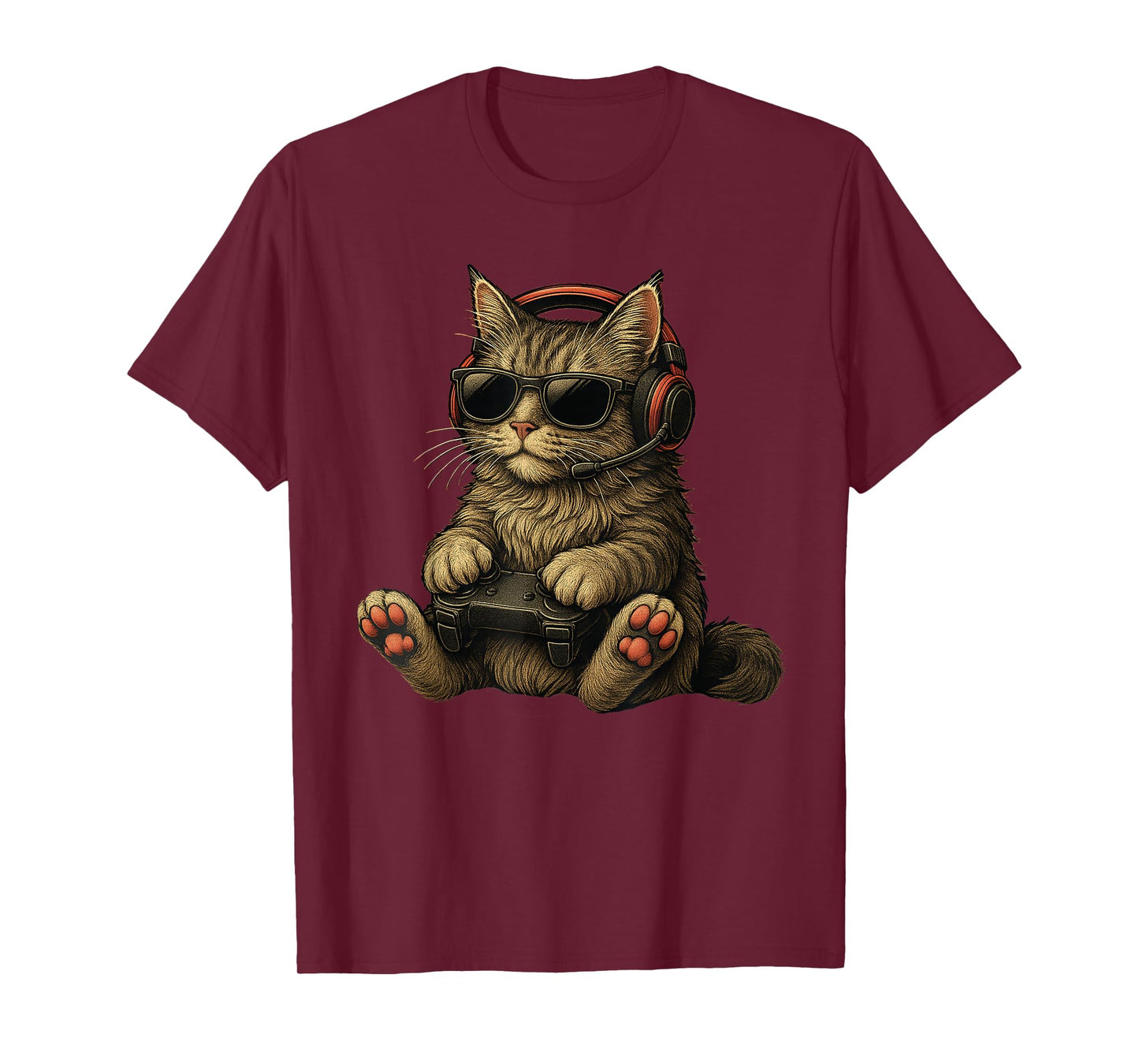 Kitten Cat Playing Video Games Vintage Funny Cat Gaming T-Shirt