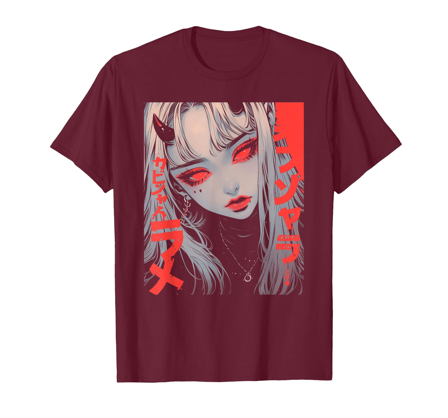 Goth Grunge Demon Anime Girl Waifu Horror Alt Aesthetic T-Shirt