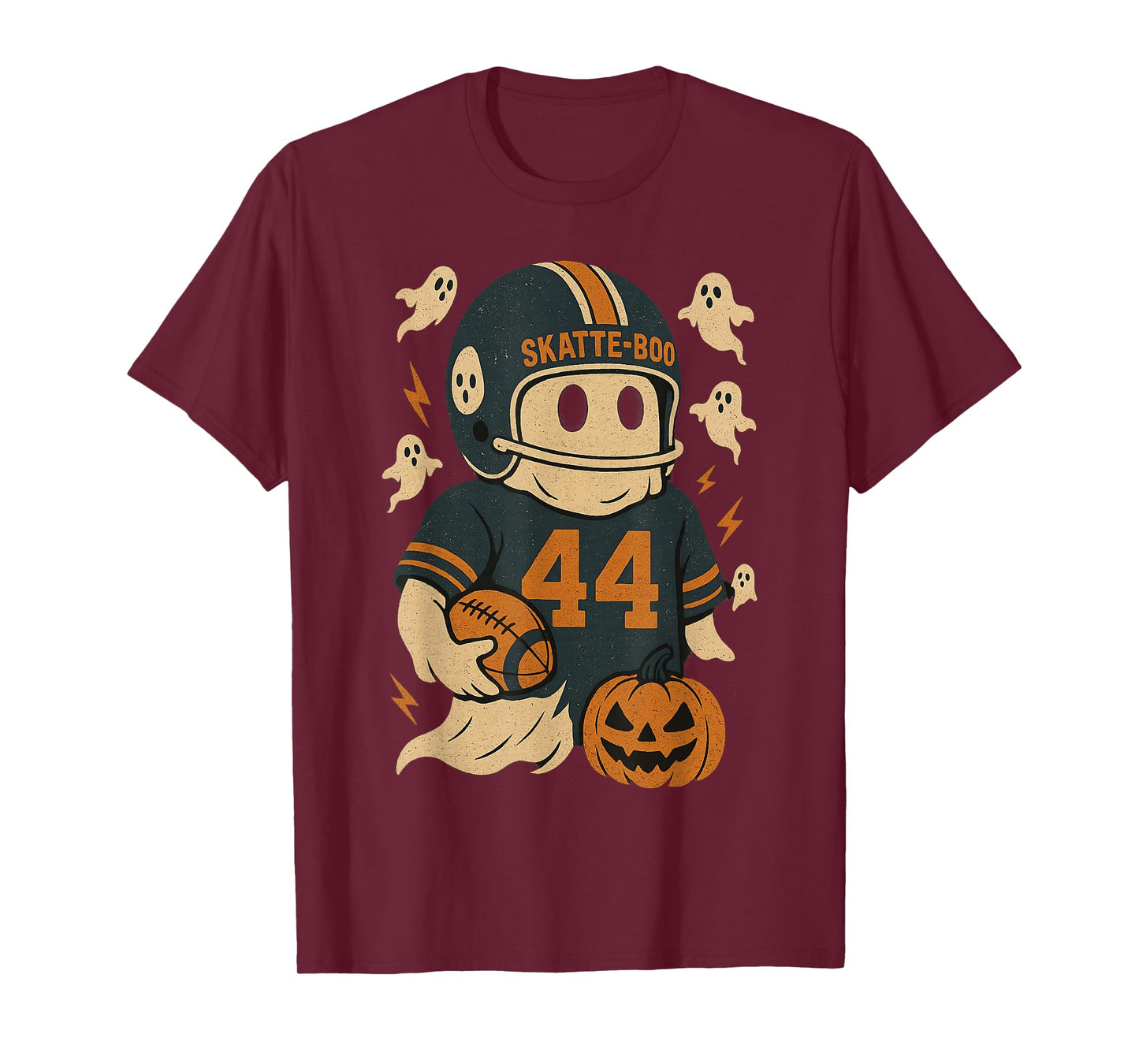 Vintage Skatte-Boo Ghost Football Lover Halloween T-Shirt