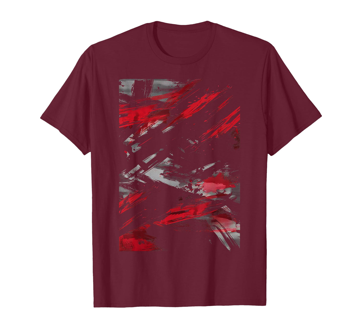 Red And Black Dynamic Splatter Graphic T-Shirt