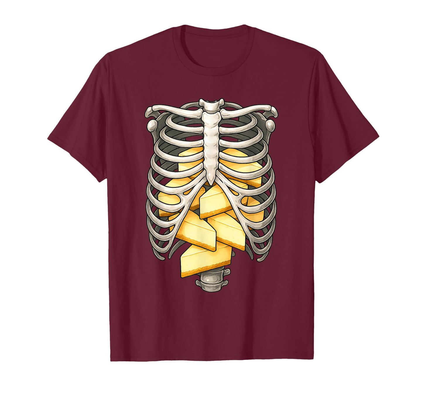 Skeleton Rib Cage Cheesecake Lovers Skull Halloween Costume T-Shirt