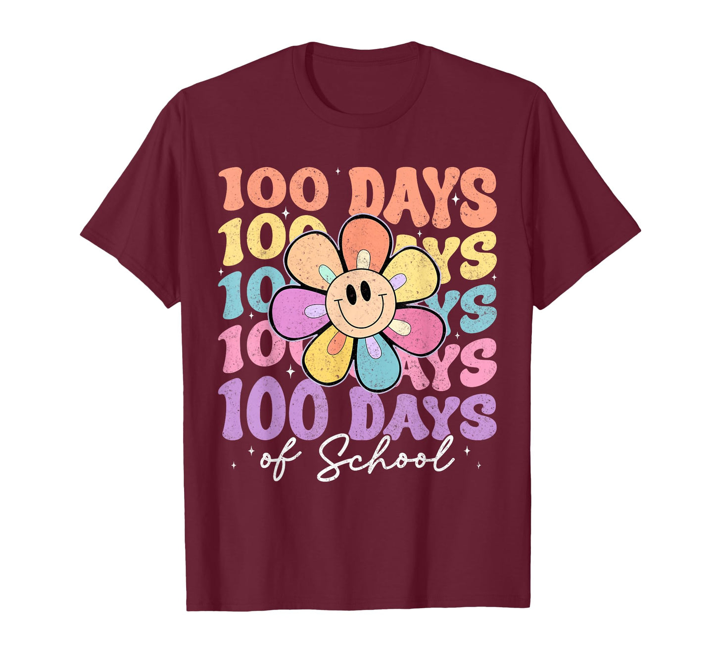 100 Days of School Girls Daisy Flower 100th Day of School T-Shirt