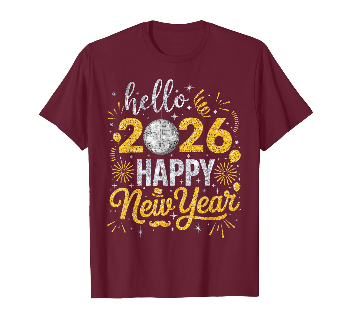 Hello 2026 Happy New Year Family Matching Fireworks Balloons T-Shirt