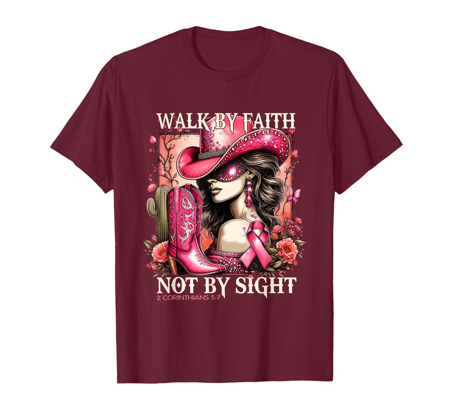 Walk by Faith Breast Cancer Awareness Cowgirl T-Shirt