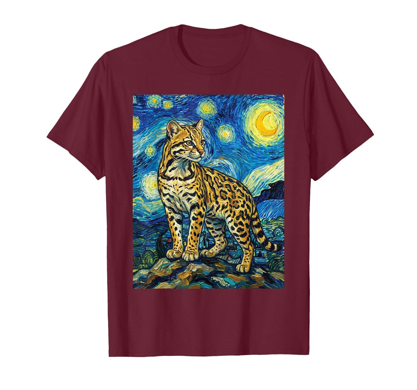 Ocelot Starry Night, Vincent Van Gogh Ocelot T-Shirt