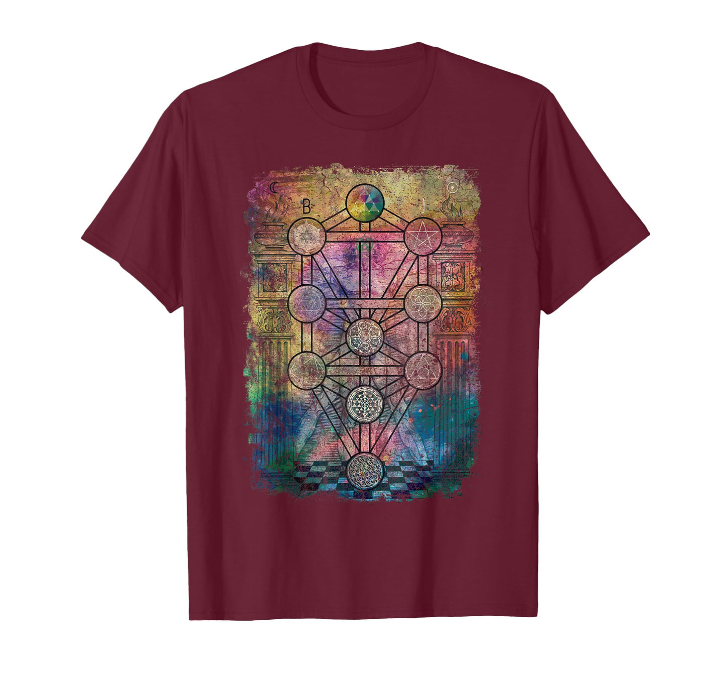 Tree Of Life Sacred Geometry Retro Vintage Graphic Print T-Shirt