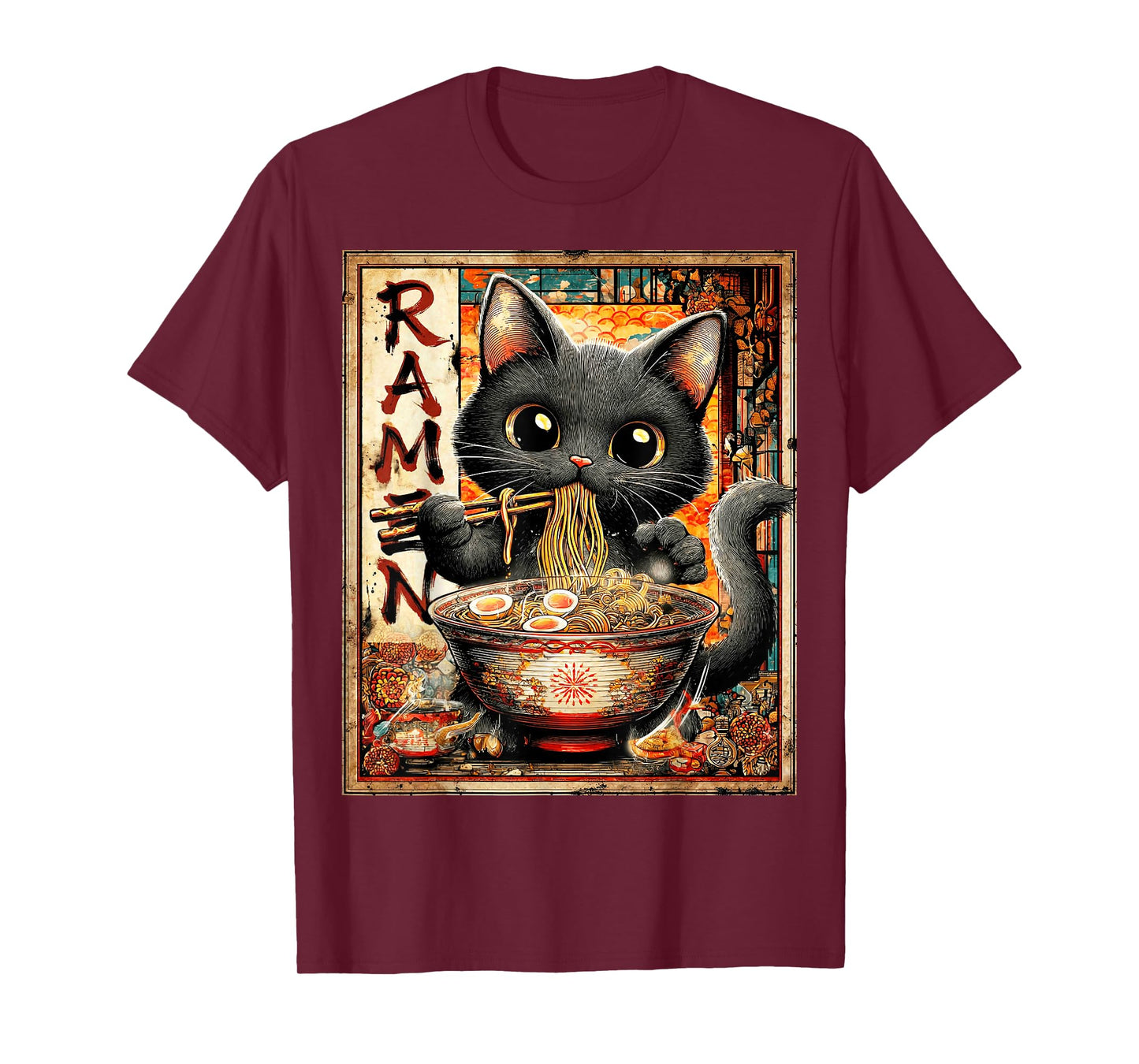 Funny Ramen Cat Noodle Lovers Anime Otaku T-Shirt