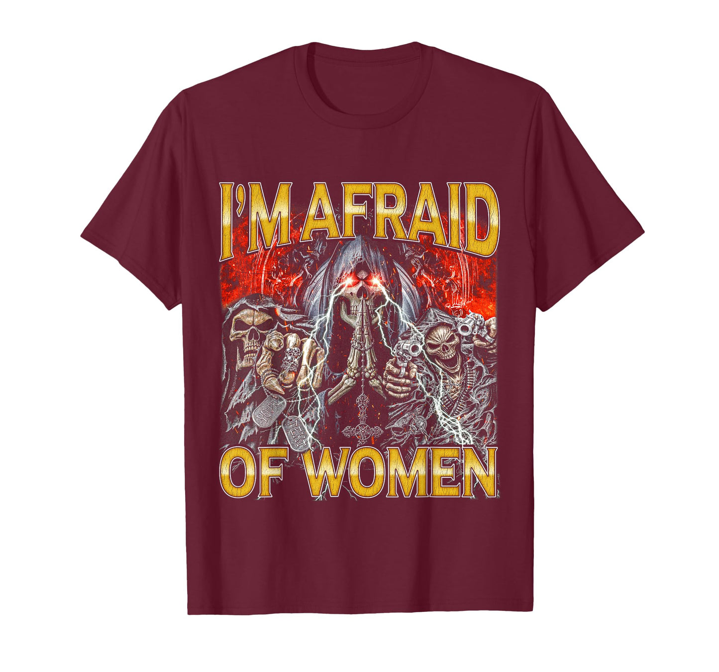 Afraid Of Women - Edgy Skeleton Bootleg Hard Skeleton Meme T-Shirt