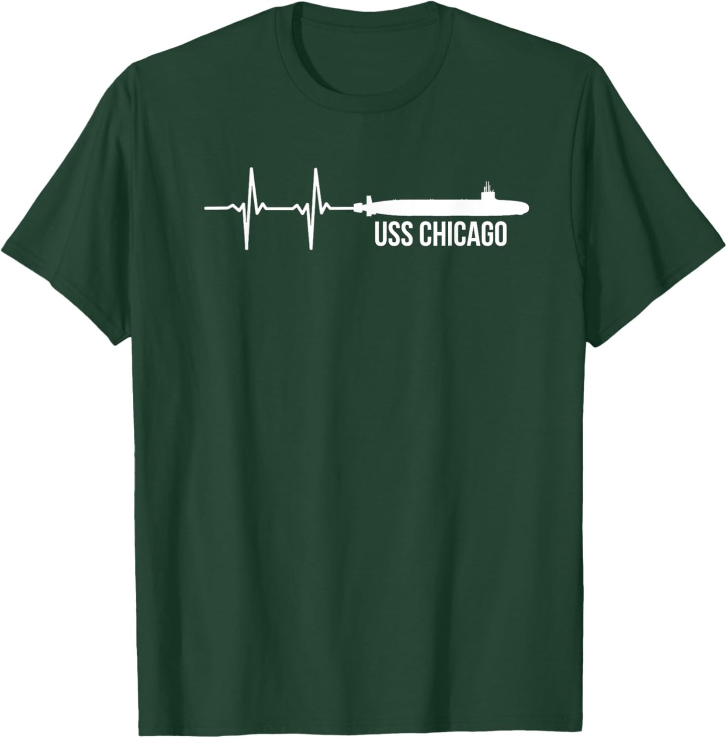 American Flag USS Chicago SSN-721 Submarine T-Shirt - T-Shirt | Forest