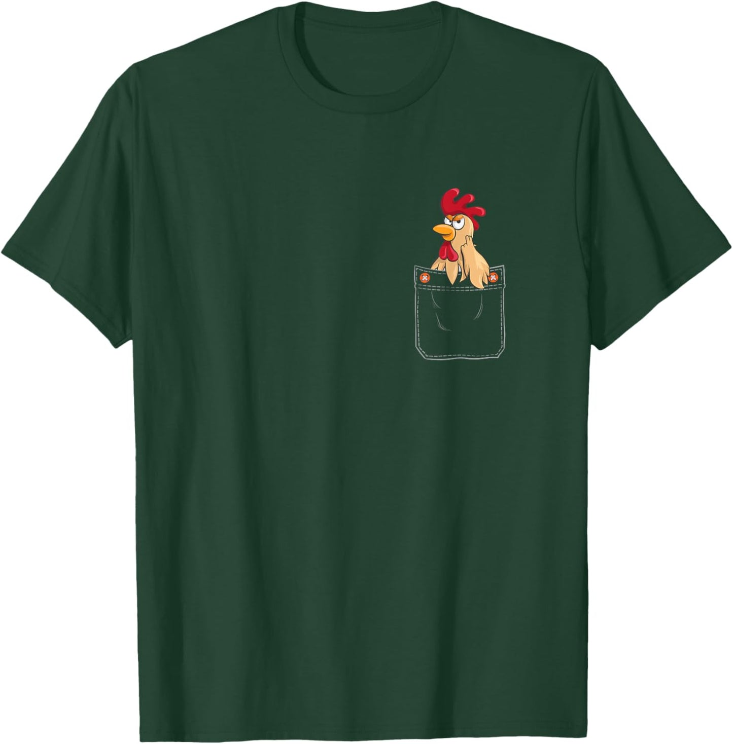 Cute Chicken in Pocket Graphic Women Men Kids Chicken T-Shirt - T-Shirt | Forest