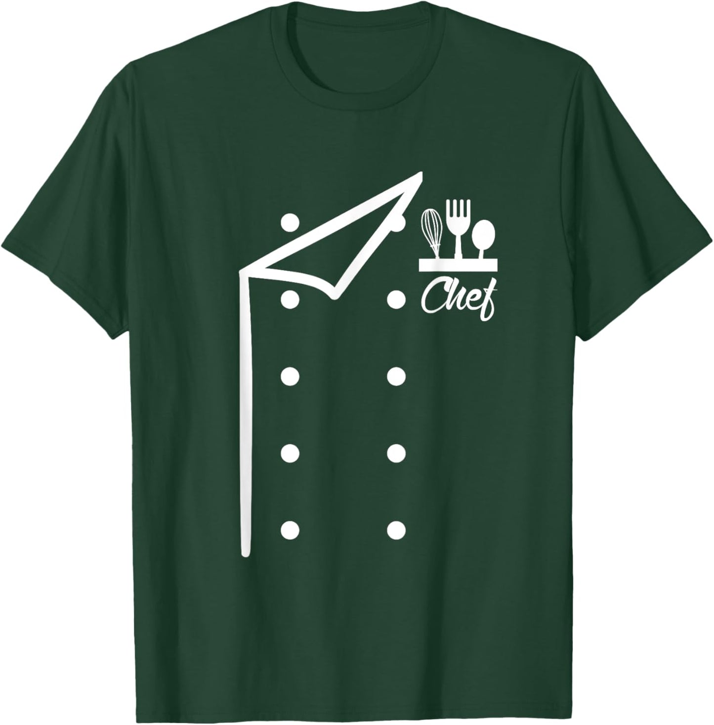 Chef Uniform Jacket Faux Cook for Cooking Funny Costume T-Shirt - T-Shirt | Forest