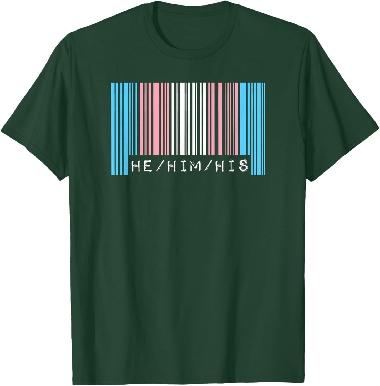 He Him His Pronouns Transgender Pride Flag Barcode Aesthetic T-Shirt - T-Shirt | Forest