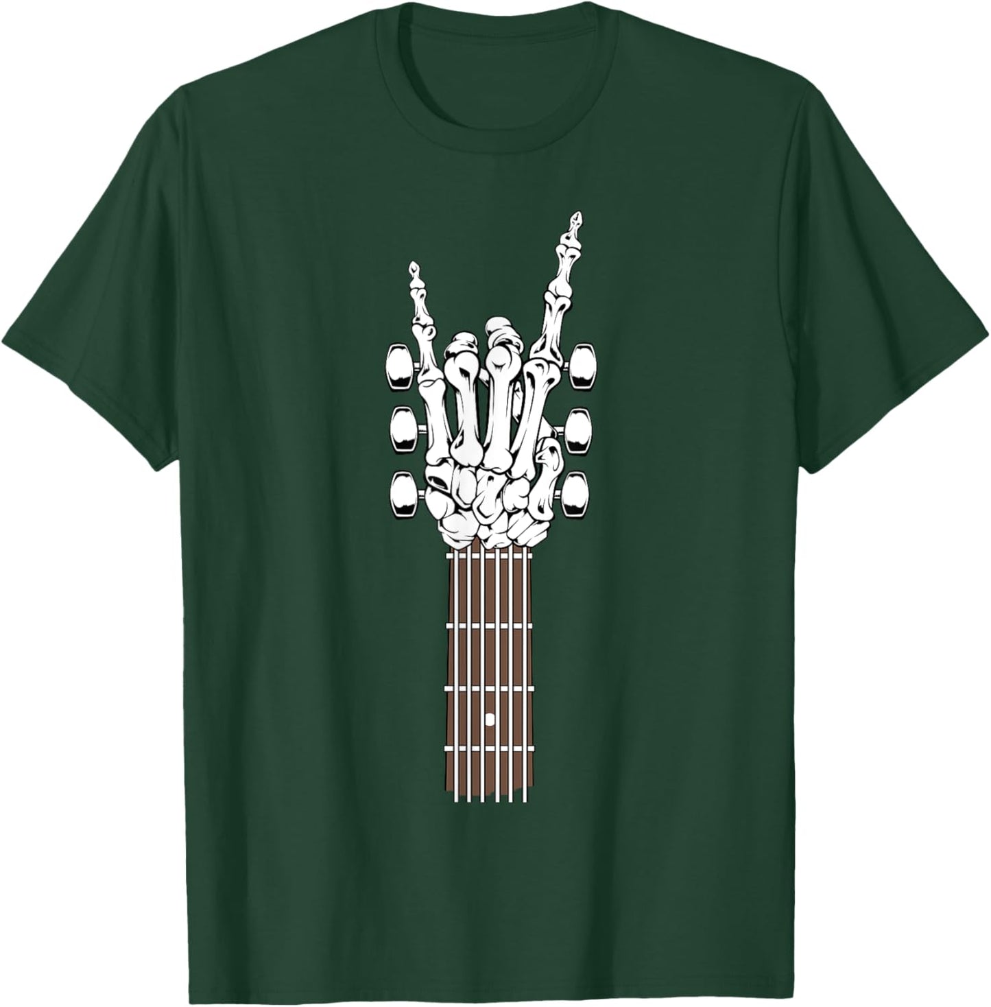 Skeleton Hand Playing Rock Guitar Guitarist Band Rockstar T-Shirt - T-Shirt | Forest