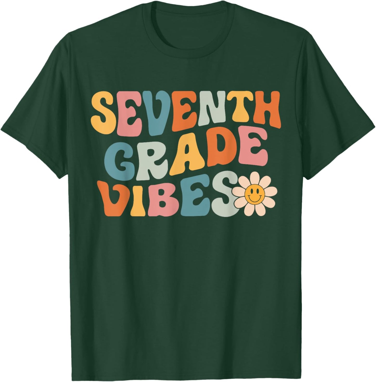 Seventh Grade Vibes - 7th Grade Team Retro 1st Day of School T-Shirt - T-Shirt | Forest
