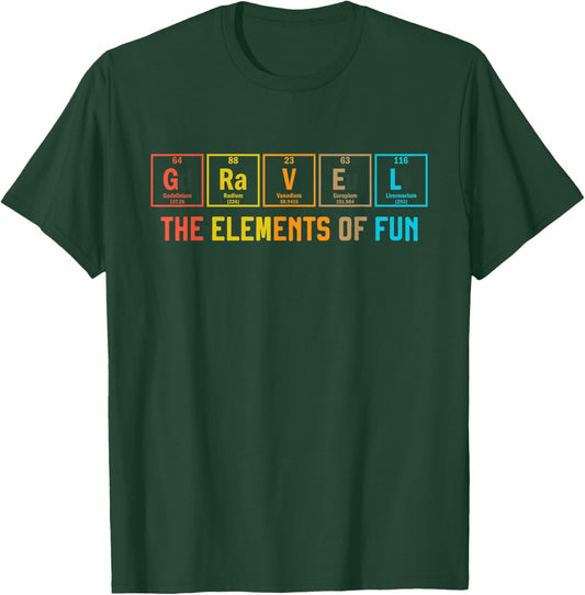 Gravel Bike The Elements of Fun Periodic Table Cyclocross T-Shirt - T-Shirt | Forest