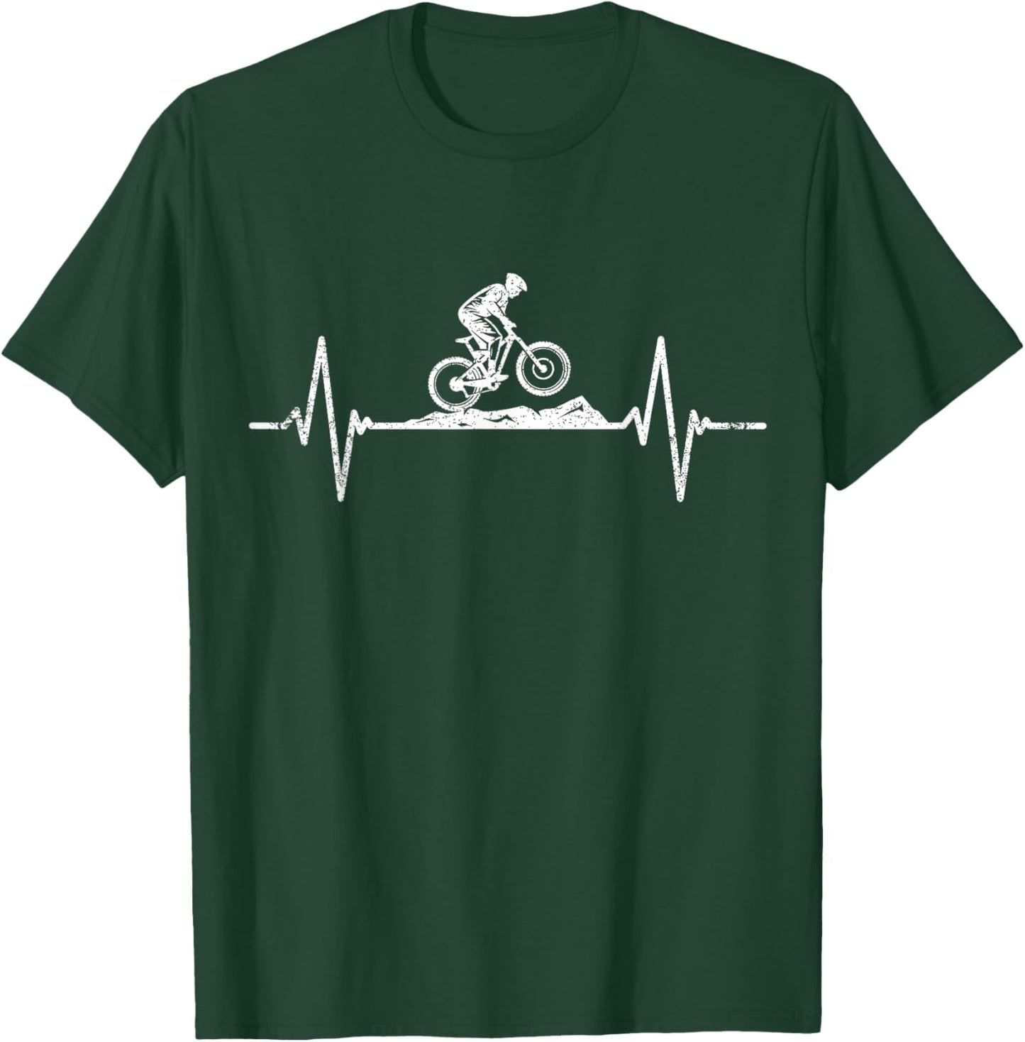 Mountain Bike Heartbeat Cyclist Merch Men Cycling T-Shirt - T-Shirt | Forest