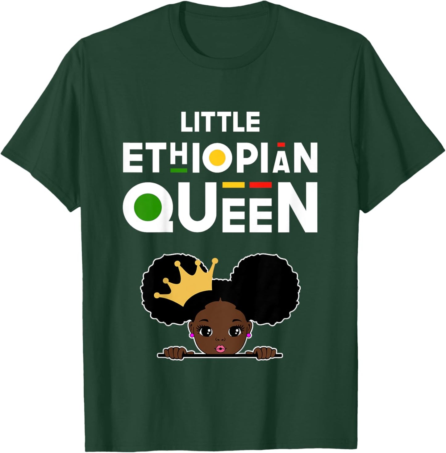 Little Ethiopian Queen Shirt Girls Ethiopian Flag Ethiopia T-Shirt - T-Shirt | Forest