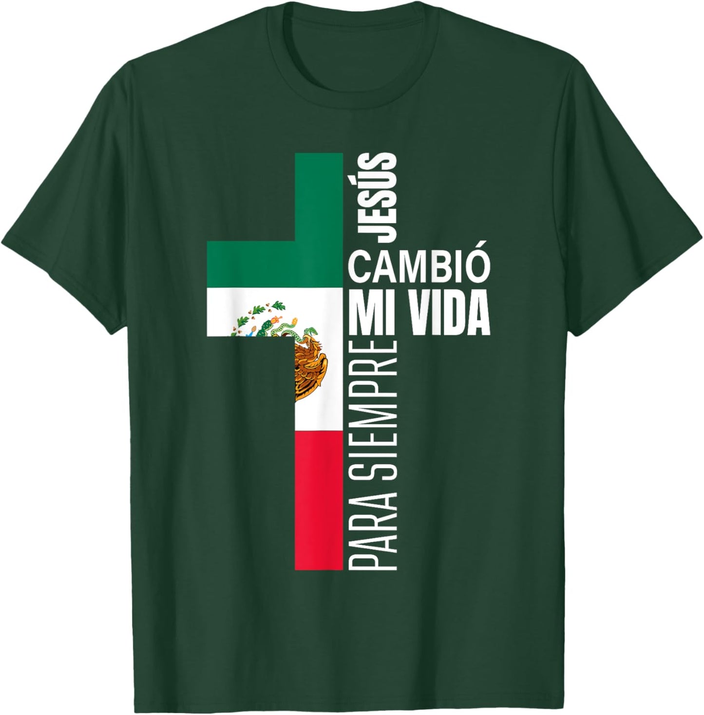 Jesus Christian Spanish Gifts Dad Fathers Day Mexican Flag T-Shirt - T-Shirt | Forest