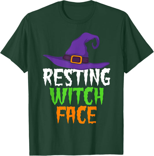 Resting Witch Face Funny Halloween Shirt Witch Hat T-Shirt - T-Shirt | Forest