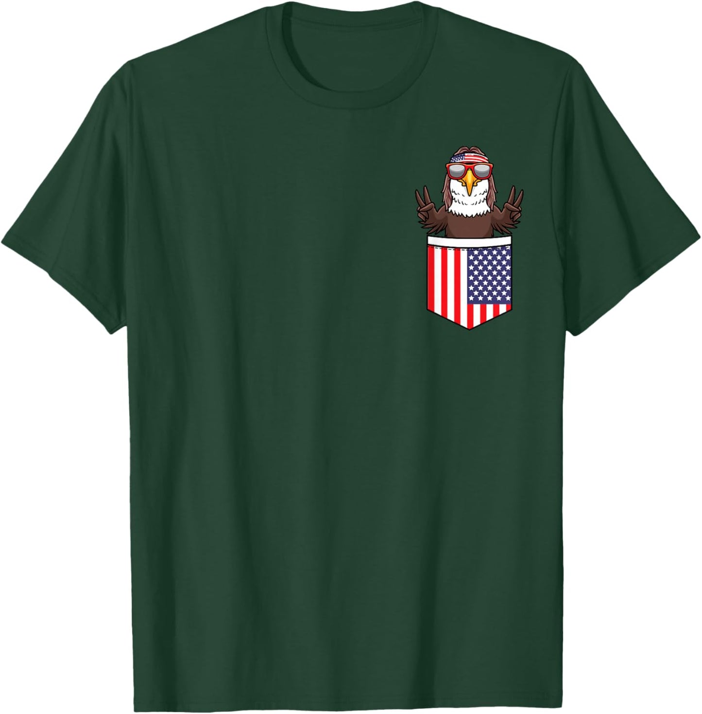 Eagle in Pocket Patriotic Independence Day 4th of July USA T-Shirt - T-Shirt | Forest