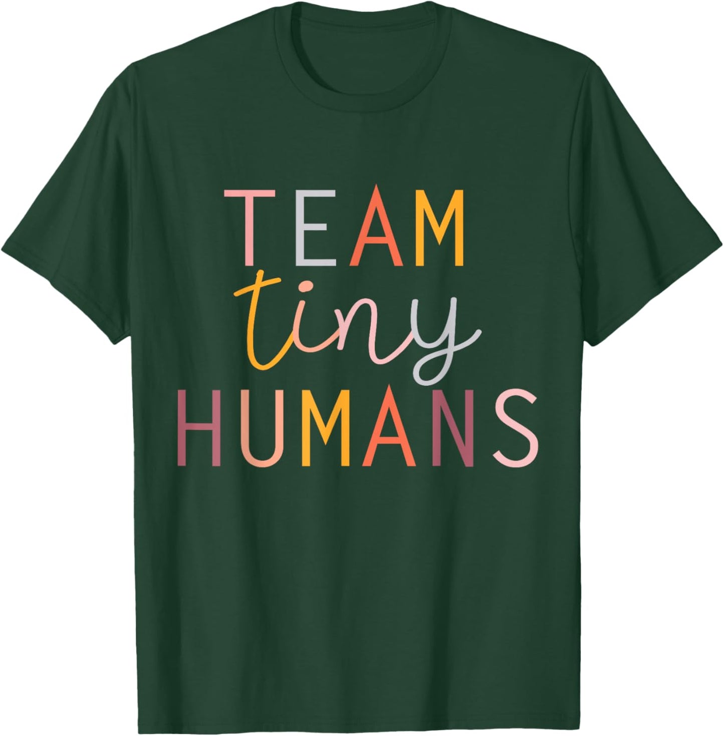 NICU Nurse ICU Neonatal Boho Colorful Retro Team Tiny Humans T-Shirt - T-Shirt | Forest