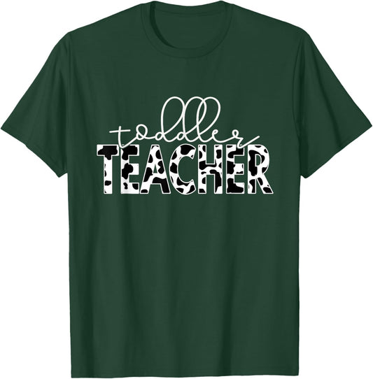 Cow Print for Daycare Preschool Infant and Toddler Teachers Women T-Shirt - T-Shirt | Forest