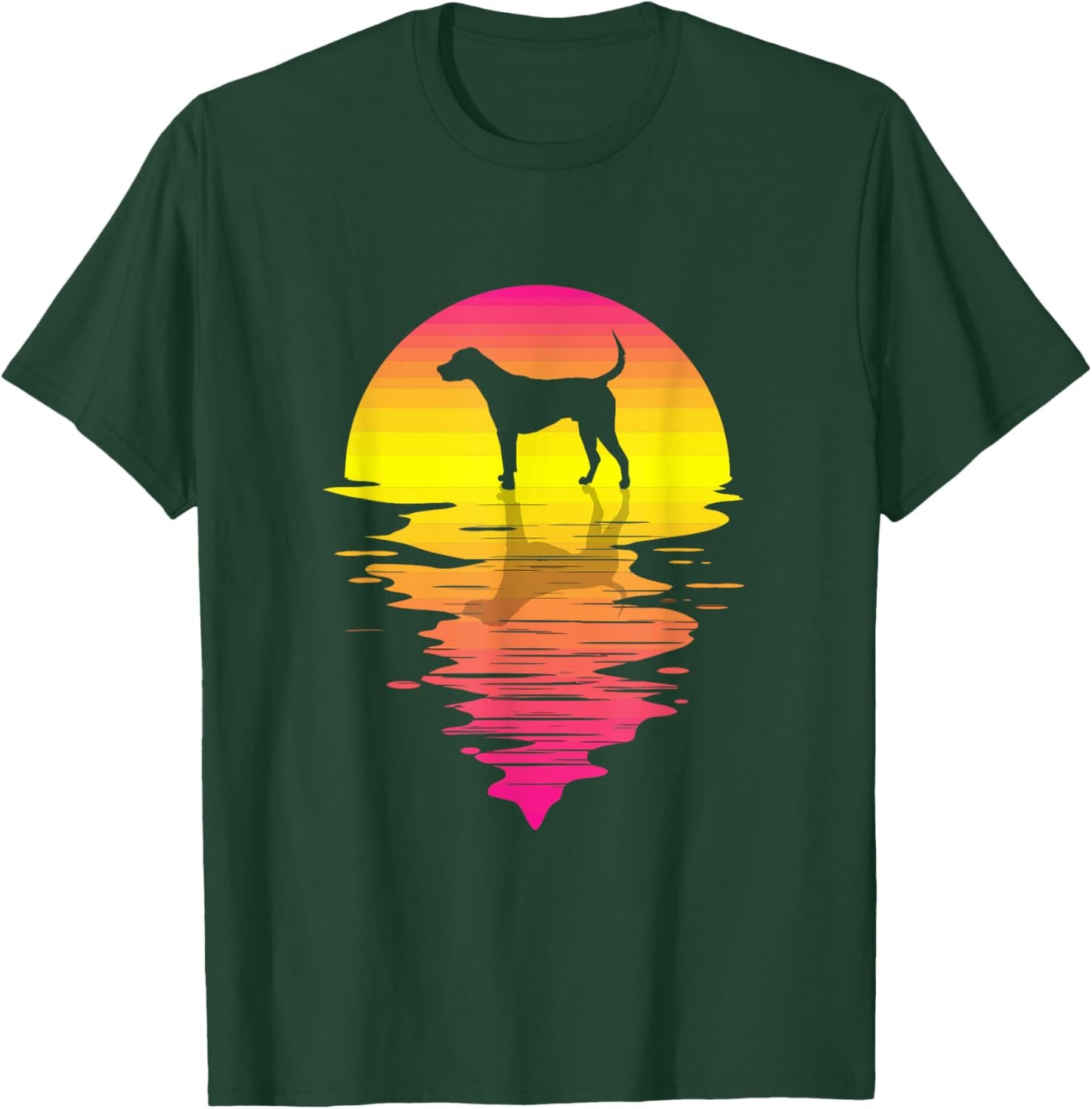 Foxhound Retro Pink 80s Vintage Retro Sunset Foxhound Dog T-Shirt - T-Shirt | Forest