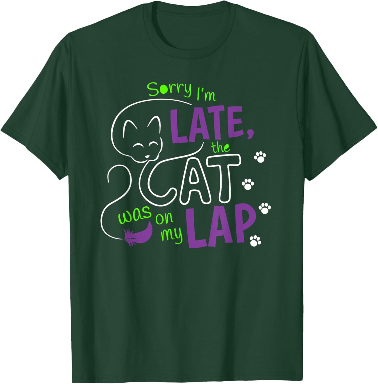 Sorry I’m late The Cat Was On My Lap Shirt Cat Lovers T-Shirt - T-Shirt | Forest