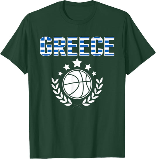 Greece Basketball Fans Jersey Greek Flag Summer Sport Lovers Men Women Kids T-Shirt - T-Shirt | Forest