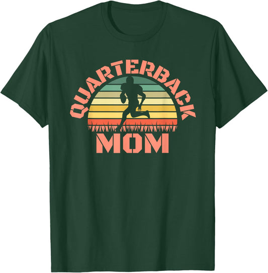 Quarterback Mom Retro Vintage Sunset Football T-Shirt - T-Shirt | Forest