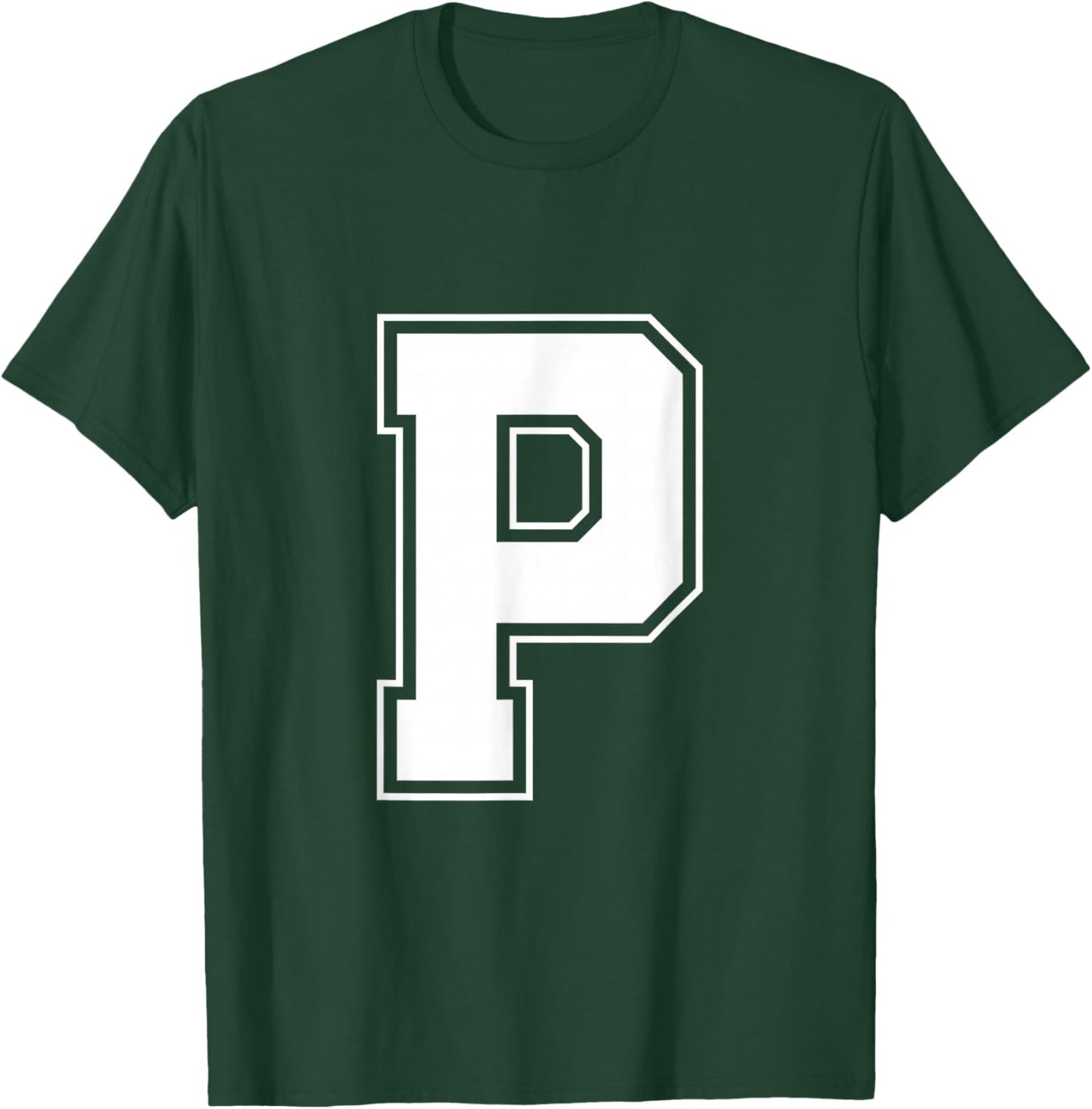 Letter P Big Bold Capital Varsity Alphabet Monogram T-Shirt - T-Shirt | Forest